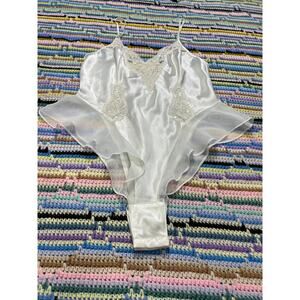 90s Victoria's Secret Vintage Open Heart Label Silky Lace Embellished Teddy